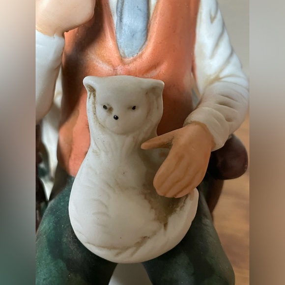 Vintage Ceramic Figurine Old Man In A Rocking Chair W/A Dog Pipe Made In Korea - Picture 9 of 11